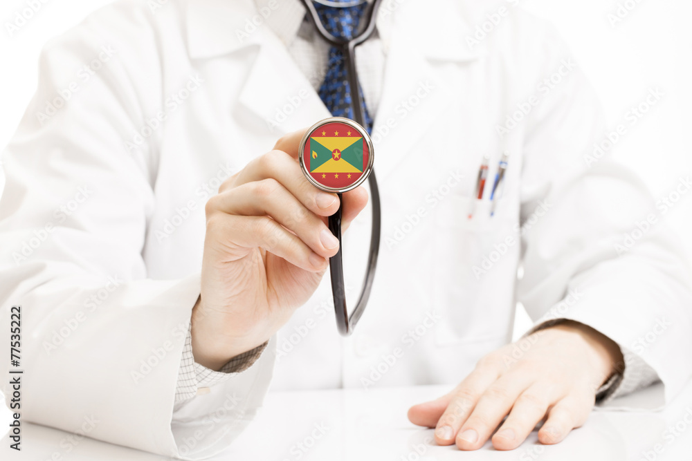 Doctor holding stethoscope with flag series - Grenada Doctor holding stethoscope with flag series - Grenada