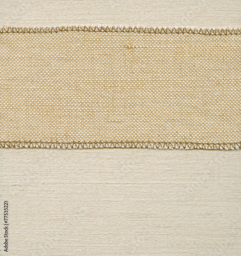 Label on fabric background