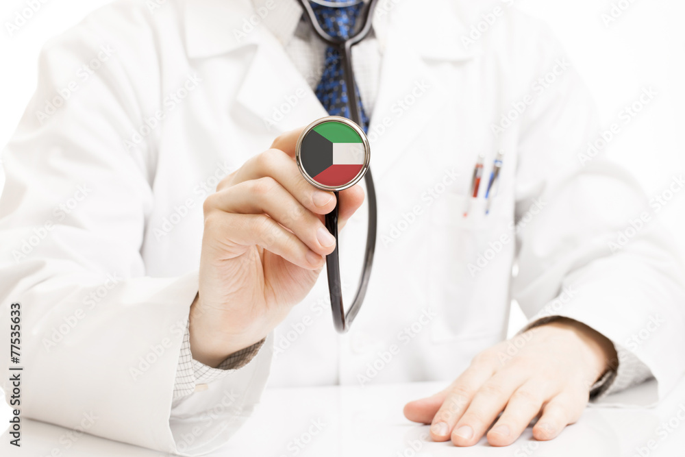 Doctor holding stethoscope with flag series - Kuwait
