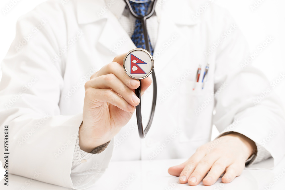 Doctor holding stethoscope with flag series - Nepal Doctor holding stethoscope with flag series - Nepal