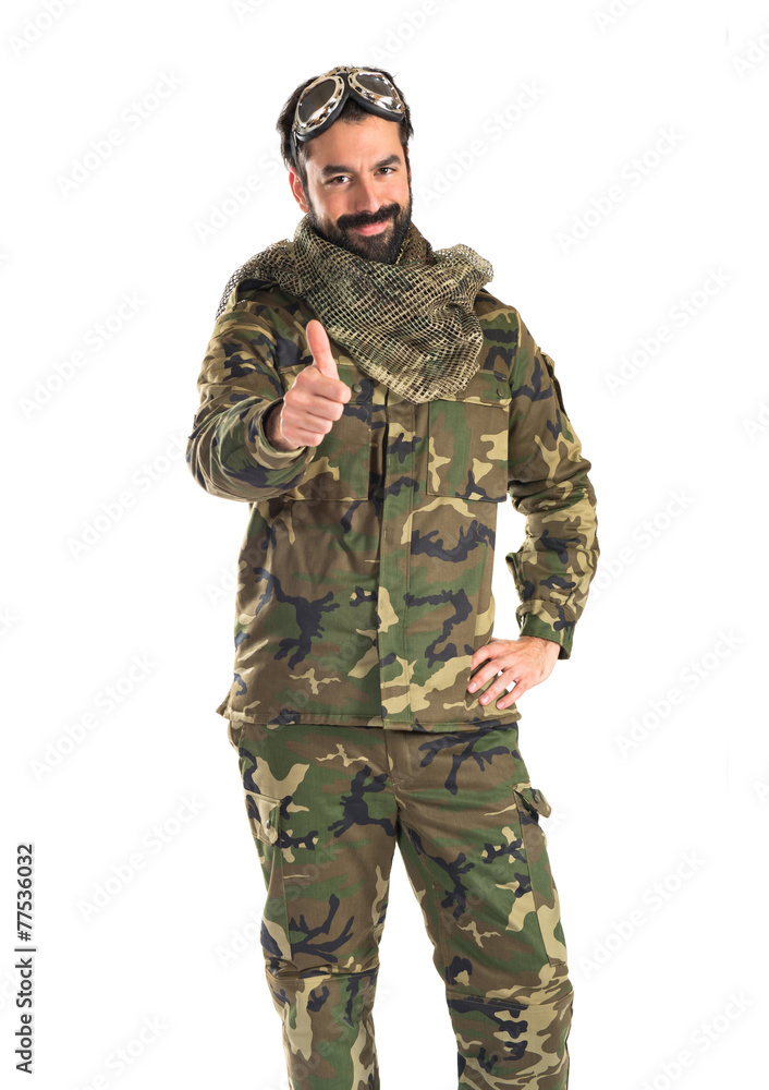 Soldier with pilot hat Soldier with pilot hat