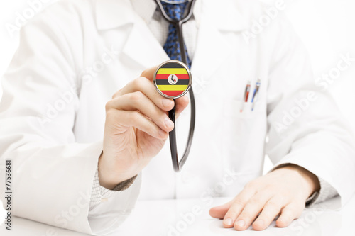 Doctor holding stethoscope with flag series - Uganda