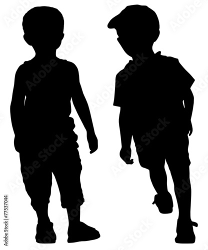 Silhouettes of two little fashion boys