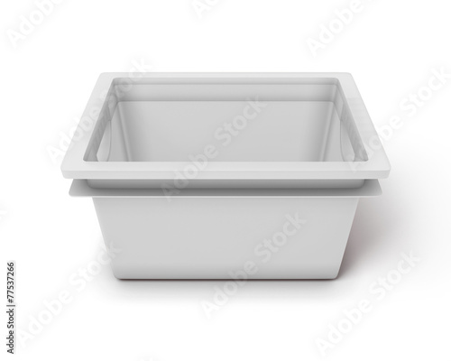 Plastic box for toys isolated on white background