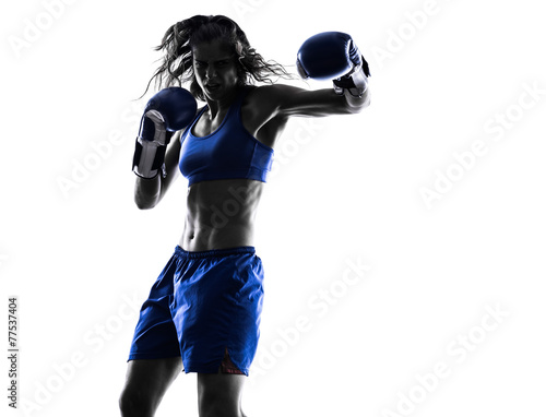 woman boxer boxing kickboxing silhouette isolated © snaptitude