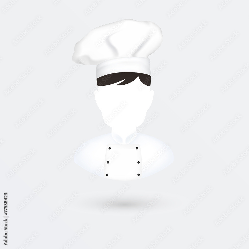 Chief cook vector icon. Isolated on white. Chief cook vector icon. Isolated on white.