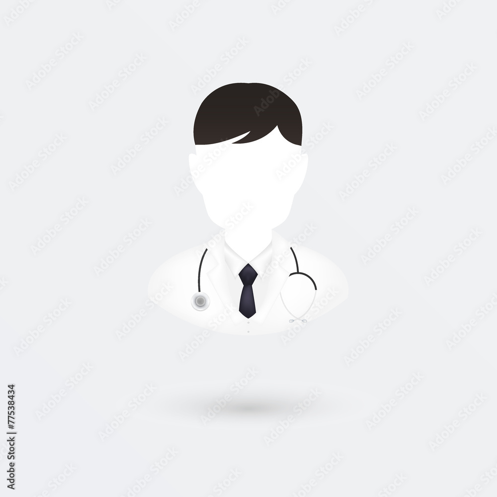 Doctor with Icon stethoscope around his neck. Isolated on white. Doctor with Icon stethoscope around his neck. Isolated on white.