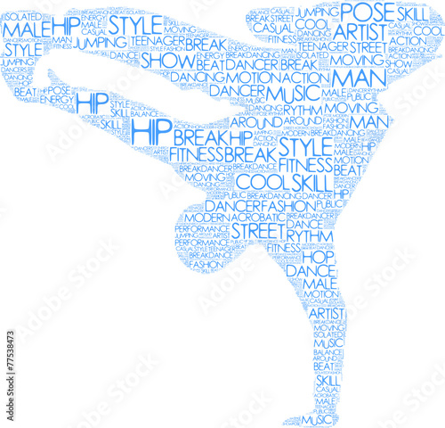 tag cloud vettoriale di ballerino di breakdance