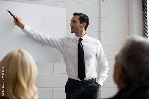 Three businesspeople during a meeting