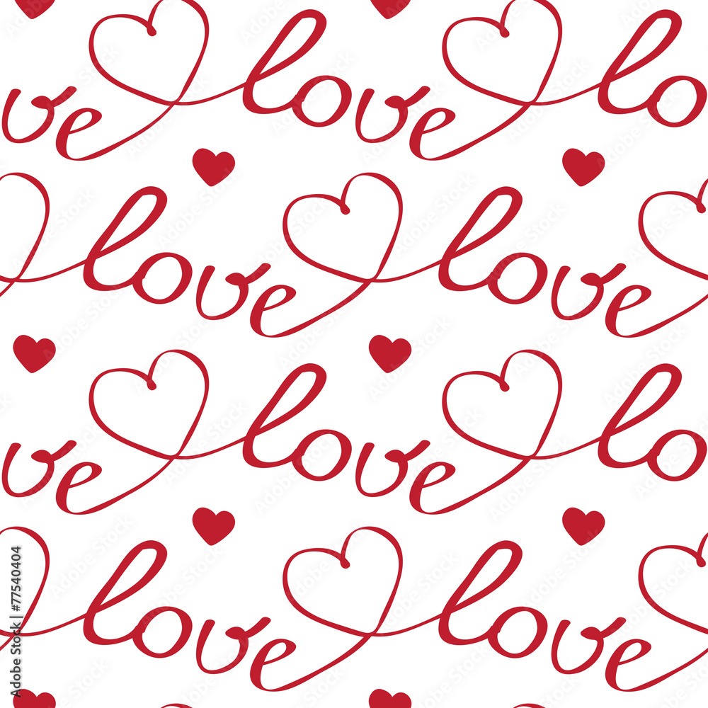 hearts and letters seamless pattern