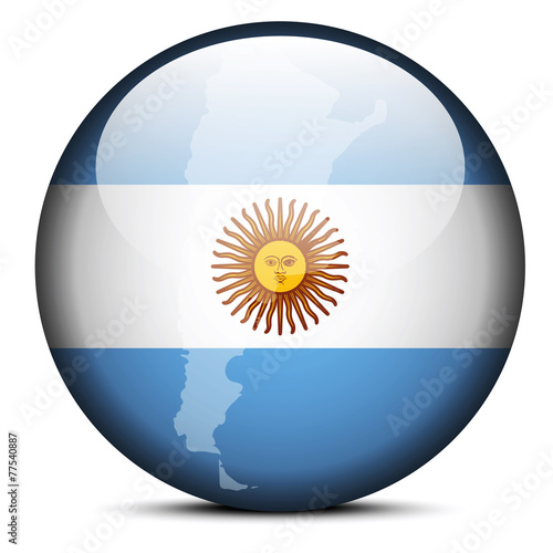 Illustration of  Map on flag button of Argentina