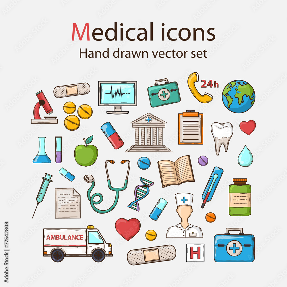 Vector Medical doddle icon set Vector Medical doddle icon set