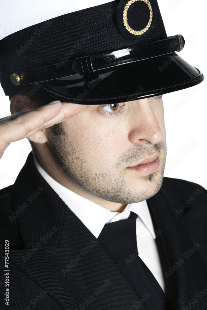 Soldier in military uniform saluting over white background Soldier in military uniform saluting over white background
