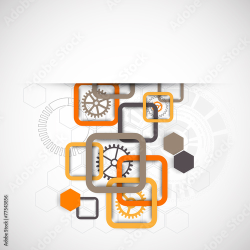 Abstract technology square background with cogwheels