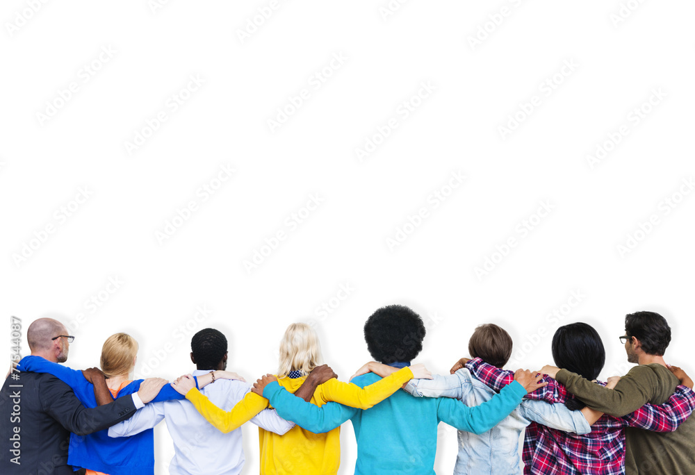 People Rear View Friendship Togetherness Team Concept People Rear View Friendship Togetherness Team Concept