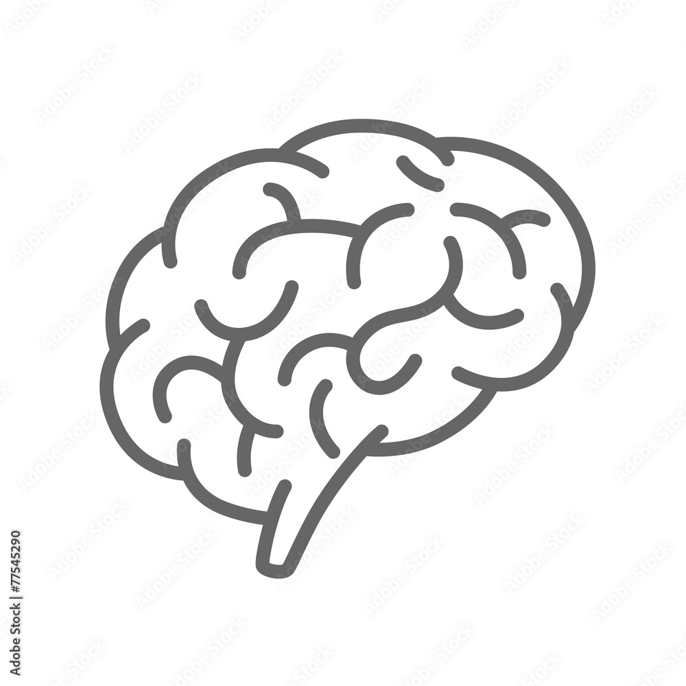 Silhouette of the brain on a white background - obrazy, fototapety, plakaty 