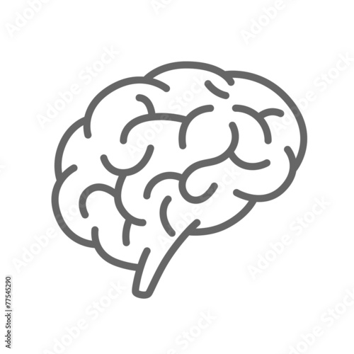 Silhouette of the brain on a white background
