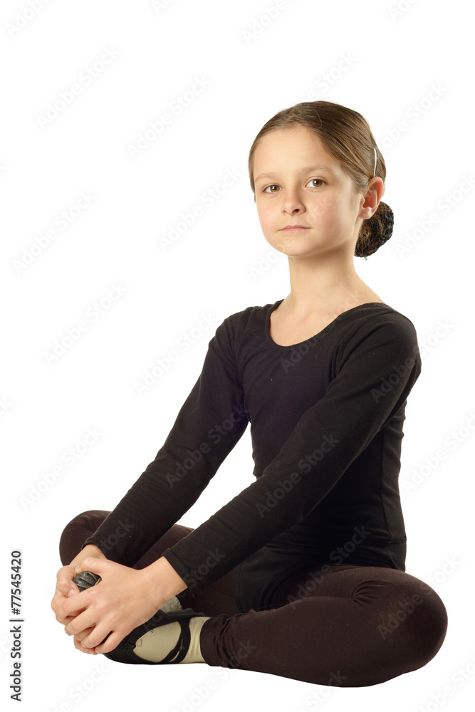 Little Girl dancer isolated on White Background