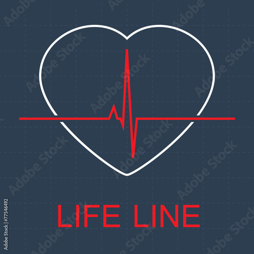 Vector life line and pulse in heart