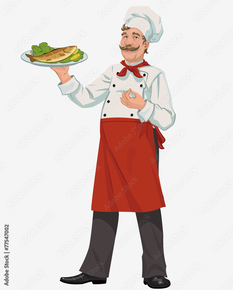 chef with cooked fish