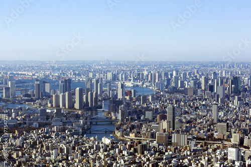 東京スカイツリー 展望回廊 地上450mから望む東京都心の街並 2015年2月 横浜みなとみらいまで見渡す
