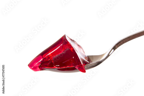 Closeup of piece of gelatine on spoon