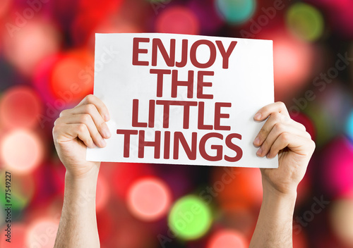 Enjoy the Little Things card with colorful background photo