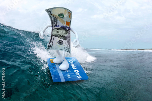 dollar surfing with credit card surfboard