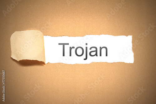 brown paper torn to reveal trojan