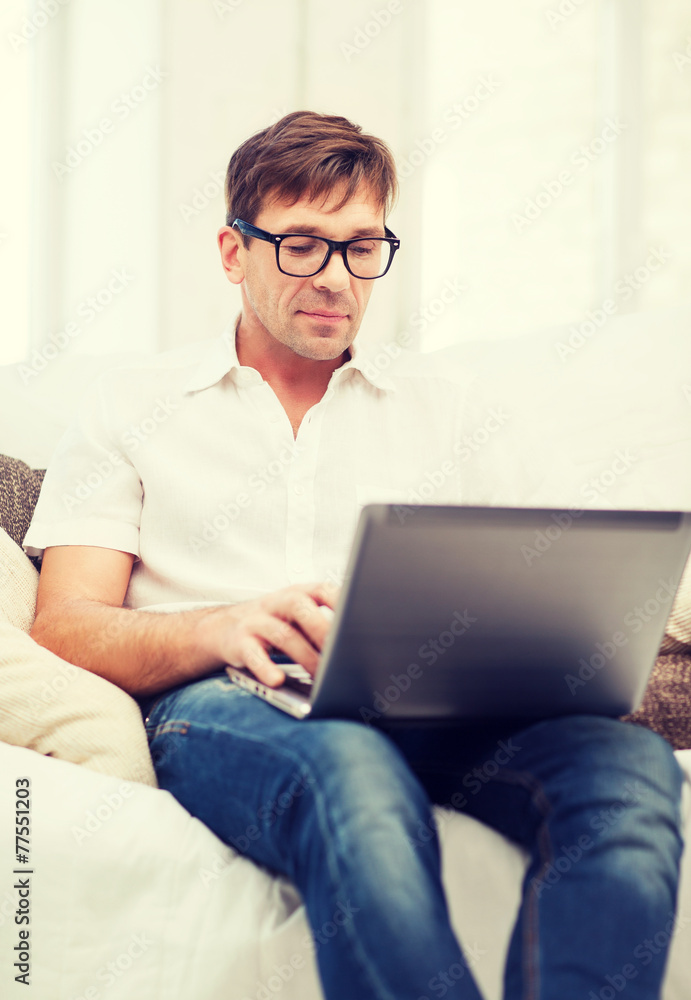 man working with laptop at home man working with laptop at home