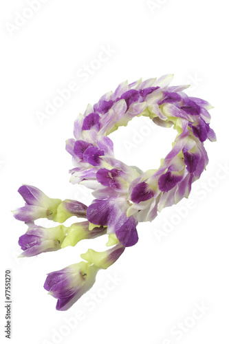 Orchid garland on white isolated