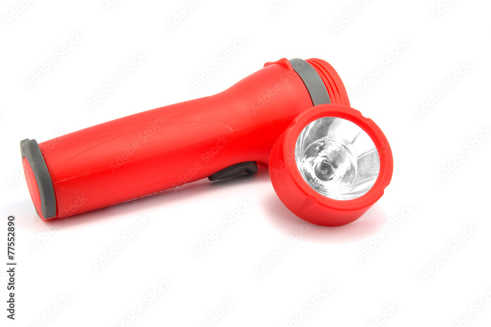 plastic torch flashlight isolated on white back ground plastic torch flashlight isolated on white back ground