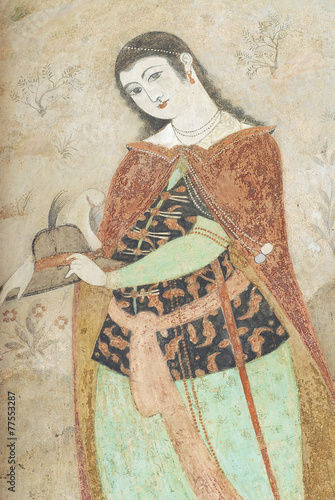 Fototapeta Fresco at the Ali Qapu palace in Isfahan, Iran.