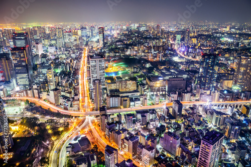 Tokyo  Japan cityscape and highways