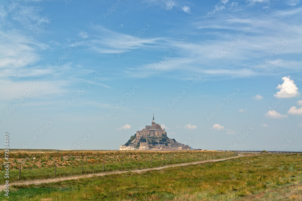 The tidal fortified island of Mont St Michel