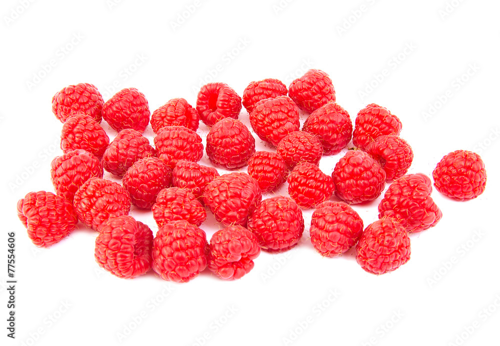 Bunch of ripe raspberries on white background. Bunch of ripe raspberries on white background.