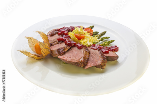 DUCK BREAST with asparagus and cranberry sauce