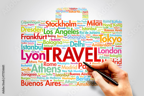 TRAVEL, cities names word cloud travel concept #77556661