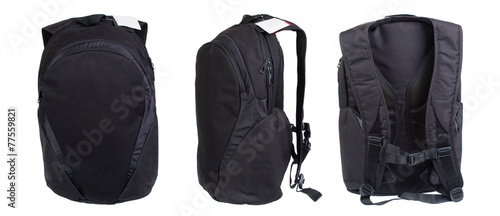 Fotografija Black backpack isolated on white. Product studio shots