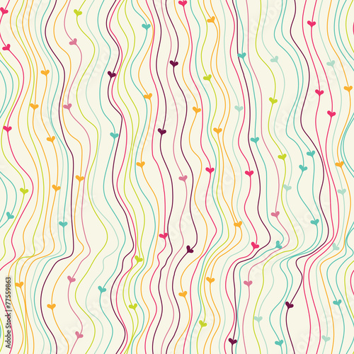 Hearts and stripes seamless pattern.