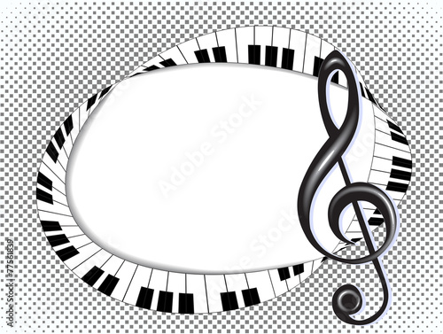 Musical card with treble clef and figerboard on halftone3