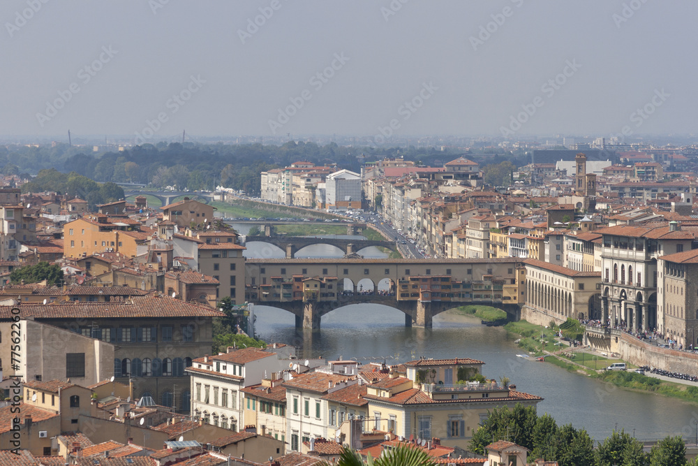 Florence cityscape with bridges over Arno river