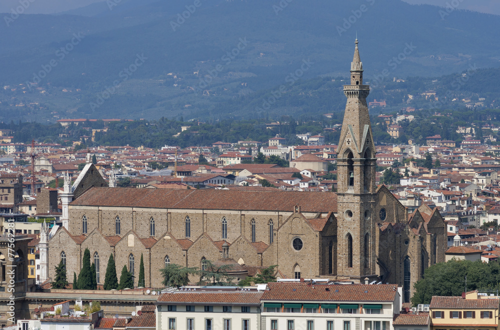 Florence cityscape with Basilica Santa Croce