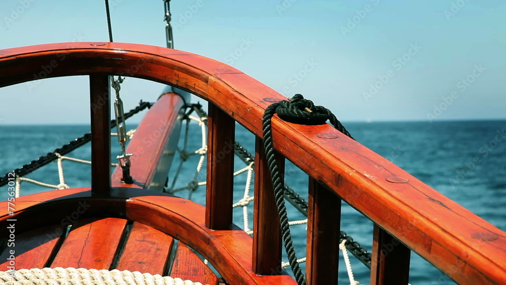 Close up of the front part of a wooden boat Close up of the front part of a wooden boat
