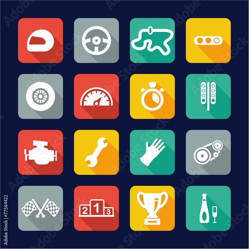 Racing Icons Flat Design