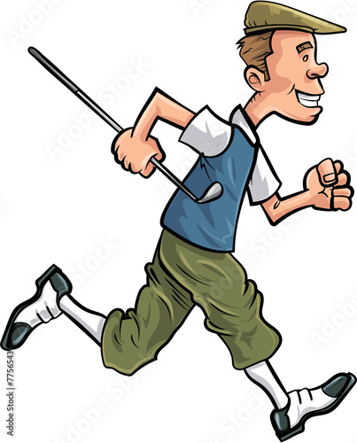 Cartoon golfer in traditional clothing