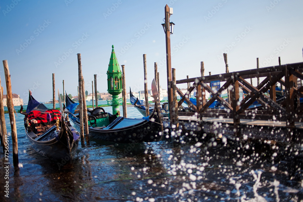 Obraz premium Gondolas moored