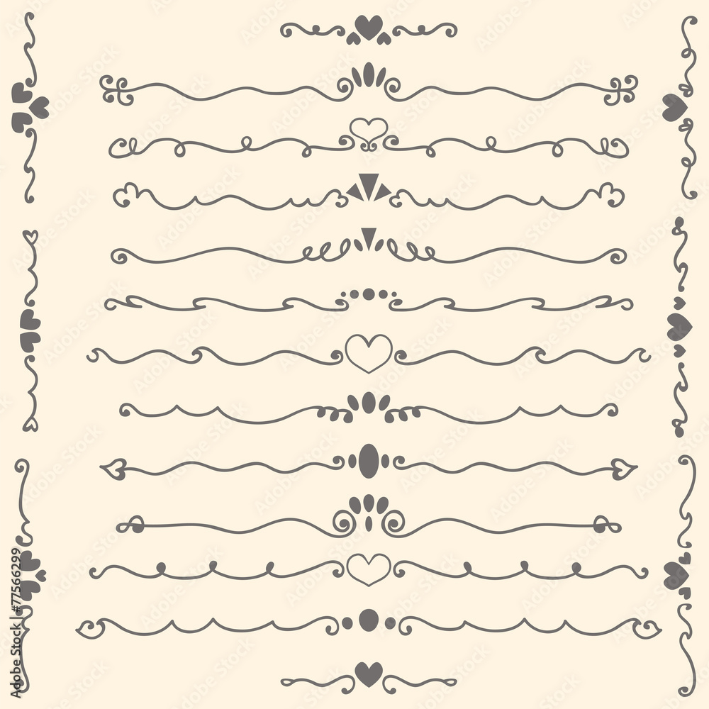 Obraz premium Hand drawing calligraphic design elements and page decor