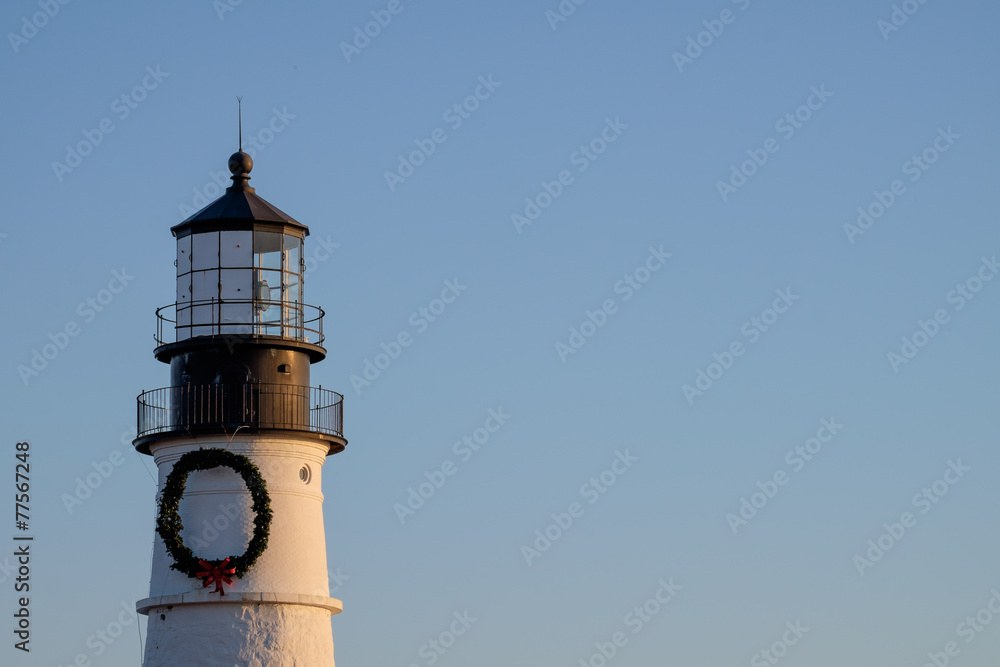 The tower of the Portland Head Lighthouse at Sunrise