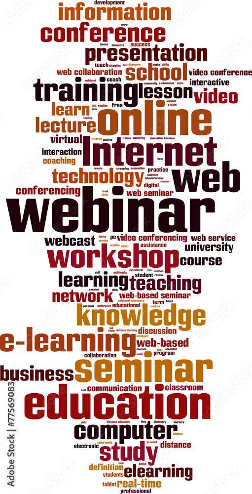 Obraz premium Webinar word cloud concept. Vector illustration